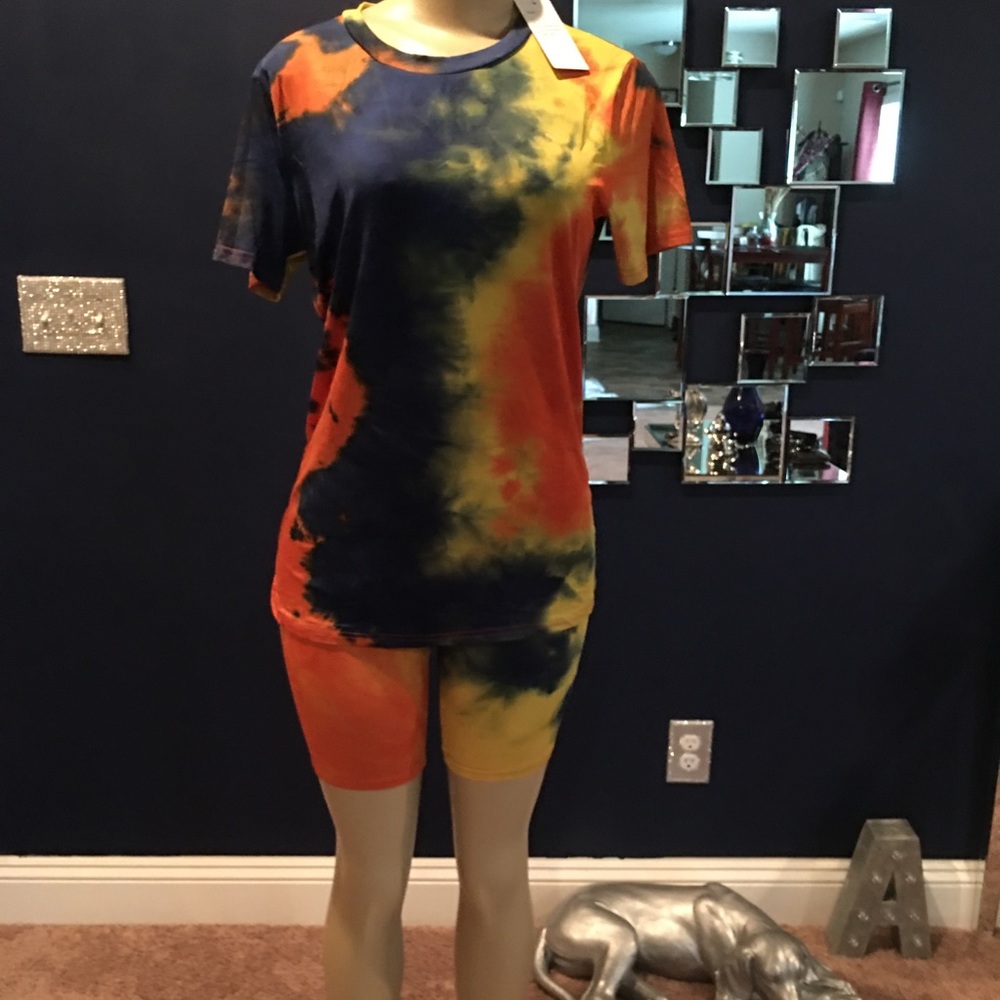 2 pc Tye Dye Biker Short Set